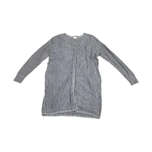 C.T. Plage Linen Shirt Dress Tunic Knit Stripes Gray Size 36 US 4 - Picture 2 of 12